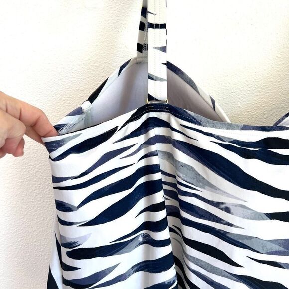 Swimsuits For All zebra Print Tankini Top Black White Gray Size 24 - Picture 12 of 15